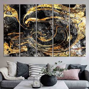 Impresión en Lienzo de Mármol Dorado Brillante: Elegante Arte de Pared, JUEGO DE 5 LIENZOS - Product Image 1