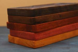 Bandeja otomana de madera de nogal moderna con asas Bandeja de servicio para decoración de sala de estar Idea de regalo para el hogar - Product Image 3