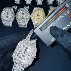 นาฬิกาข้อมือผู้ชายคุณภาพสูง ประดับเพชรเต็มหน้าปัด ชุบทอง หน้าปัดแบบอารบิก ผ่านการทดสอบเพชรโมอิสซาไนต์ ระบบออโตเมติก - Product Image 3