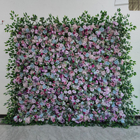Penjualan Terbaik bunga Gulung backdrop dinding bunga mawar buatan panel dinding latar belakang dinding bunga 8ft x 8ft