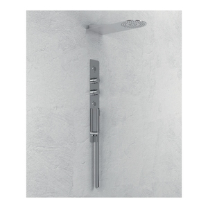 Set da bagno a parete in acciaio inossidabile con kit di testa doccia a punta tonda - Product Image 1