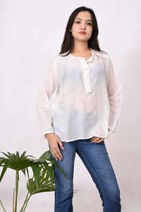 Women's Custom Lightweight Satin Cotton Long Sleeve Shirt Excellent Quality Casual Print Top for <b>Summer</b> Lace <b>Decoration</b> - Product Image 4