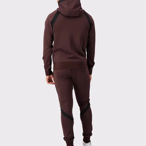 Survêtement de luxe pour homme, couleur bordeaux, avec sweat à capuche demi-zip et pantalon de jogging fuselé, en molleton technique personnalisé, vêtements de sport, prix bas - Product Image 3
