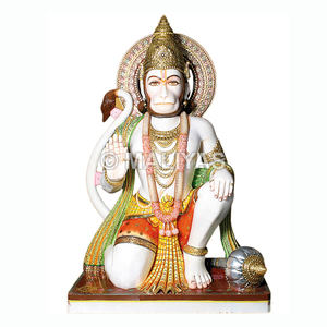 Estatua de Hanuman Ji de mármol |   Ídolo de Bajrangbali Arrodillado para Templo en Casa |   Maliyas - Product Image 1