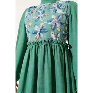 Robe de bal à fleurs en tulle vert - Product Image 3