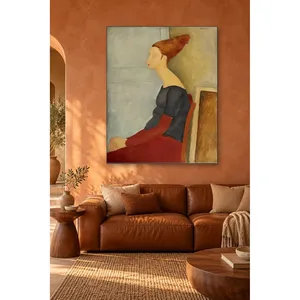 Fida Modigliani Jeanne Hbuterne en jupe rouge, impression sur toile - Product Image 1