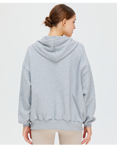 Haute qualité 100% coton femmes pulls à capuche Double poche pleine fermeture éclair col à capuche pour l'hiver-Logo personnalisé vendeurs en gros - Product Image 2