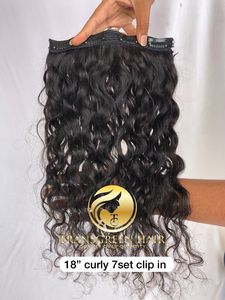 Meilleure vente 18 \ "couleur naturelle Clip-in trame de cheveux 7-Set bouclés vierge cuticule alignée Temple indien humain en gros faisceaux bruts - Product Image 2