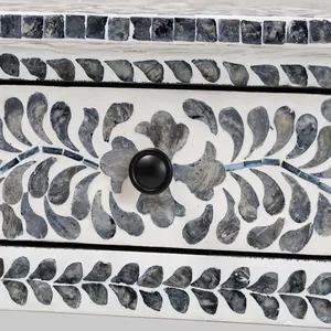 โต๊ะคอนโซลงานทำมือสุดหรูทันสมัยสำหรับตกแต่งบ้านสีขาวสลักลายกระดูกเทา/ม็อบ2ลิ้นชักสำหรับเฟอร์นิเจอร์ห้องนั่งเล่น - Product Image 6