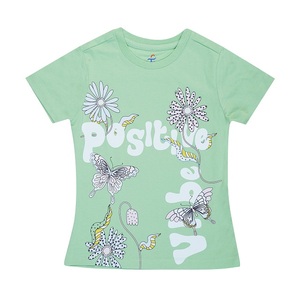 Trending New 100% Cotton Girls Camiseta de cuello redondo Diferentes métodos de impresión y materiales en mano para la venta - Product Image 5