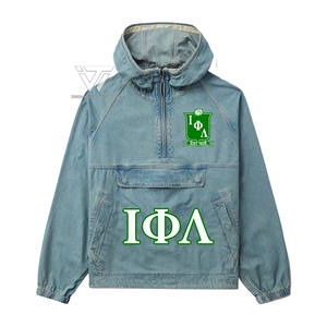 Personalizado griego Iota Phi Lambda Sorority ropa bordada Anorak cortavientos Jeans chaqueta de mezclilla parafernalia griega - Product Image 1