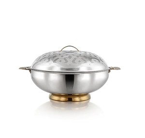Ensemble de marmites à fond épais au design martelé, finition argentée, 3 formes personnalisées, acier inoxydable, couvercle en verre trempé, sans danger pour les aliments, table à manger, hôtel, maison - Product Image 5