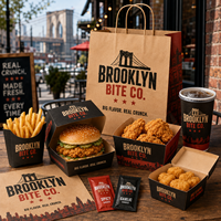 Ensemble d'emballages personnalisés pour poulet frit AT PACK avec sacs en papier, boîtes à poulet, boîtes à hamburgers, boîtes à frites et gobelets à boissons