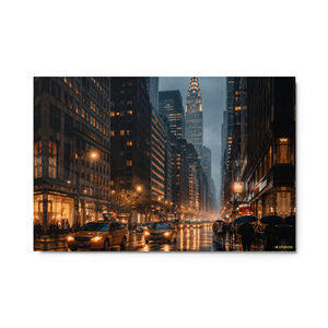 IB Studios Modern Premium <b>Metal</b> Wall <b>Art</b> 'City Nights' Collection Empire Rain Aluminium Wall Decoration for Hallway New Format - Product Image 1