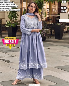 Excellente Qualité Style Moderne Haute sur Demande Dernière Collection Rayonne Avec Fil Blanc Broderie Kurti Dupatta Femme Fashio - Product Image 5