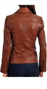 Veste en cuir véritable à fermeture éclair pour femmes avec doublure en viscose matelassée et poches intérieures extérieures Vestes en cuir pour femmes - Product Image 2