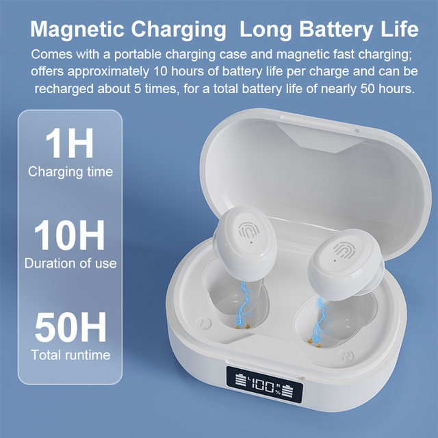Rechargeable Wireless OTC Hearing Aid Amplifier Seniors Clear Sound Easy Operation Comfortable Wear Noise Reduction