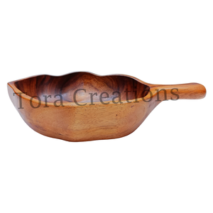 Tora Creations TC10007 - Tazón para Servir Hecho a Mano con Madera de Neem Sólida, Sin Recubrimiento, Ecológico, Duradero, Multiusos, para Ensaladas, con Logotipo Personalizado, Moderno - Product Image 3