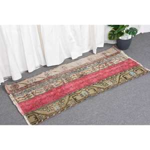 Alfombra de lana turca roja Vintage de 18x4 pies, hecha a mano, área grande, patrón abstracto rectangular para entrada, pasillo, habitación, látex de 10mm - Product Image 3