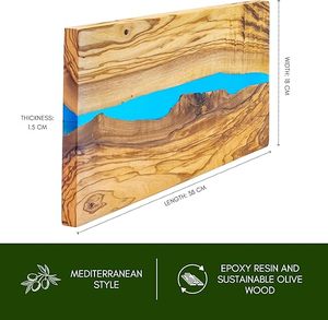 Tabla de quesos de resina de madera de acacia, tabla de cortar de madera de Olivo de lujo, utensilios de cocina de alta calidad con ranura orgánica - Product Image 6