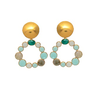 Boucles d'oreilles en argent Sterling 925 de forme ronde avec pierres précieuses - Product Image 1