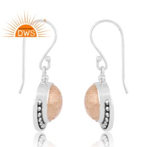 ต่างหูแบบห้อยอัญมณีสีเงินสเตอร์ลิงสีทองธรรมชาติทำด้วยมือ925สำหรับสุภาพสตรี - Product Image 3