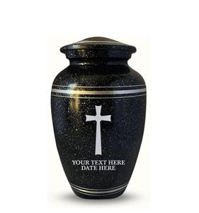 Urna de cremación humana personalizada para cenizas de adultos, urna de aluminio para hombres y mujeres con diseño de fecha y nombre, negra con borde plateado, tamaño personalizado - Product Image 3