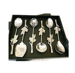 Ensemble de cuillères à salade de luxe 6 pièces en nacre et en acier inoxydable Cadeau de mariage parfait pour la cuisine et la fête - Product Image 4