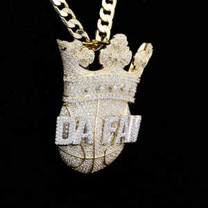 Customizable 14K Gold Plated VVS Moissanite Emerald Cut <b>Cross</b> Shape Hip Hop Iced Crown Name Pendants Charms Unisex Christian IGI - Product Image 3