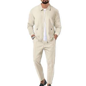 Ensemble Jogging Deux Pièces Personnalisable en Coton pour Homme, Style Streetwear Patchwork, pour Survêtement Hiver Polaire (Veste et Pantalon) - Product Image 4