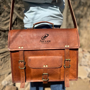 New Arrival Goat Leather Unisex Stylish Messenger <b>Bags</b> Office Use <b>Laptop</b> Handbag Real Handmade Messenger Leather Crossbody <b>Bags</b> - Product Image 1