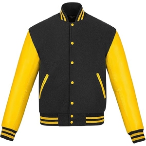 Veste de baseball universitaire personnalisée en gros pour homme, en toile 100% coton, matelassée, avec broderie, style streetwear - Product Image 1