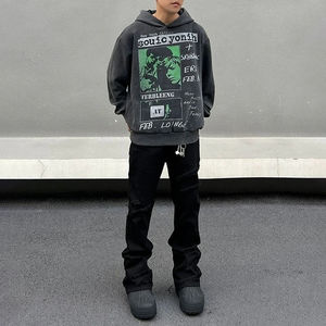 Otoño Invierno Sudadera con capucha de moda para hombres y mujeres Algodón puro Terciopelo suelto Hip-hop Street Style ODM Forro polar bordado - Product Image 6