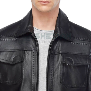 แจ็กเก็ตหนังแท้สำหรับผู้ชายด้านในที่อบอุ่นมีซิปปิดด้านนอกทนทานเพรียวบางเหมาะสำหรับกิจกรรมลำลองหรือขี่มอเตอร์ไซค์ - Product Image 3