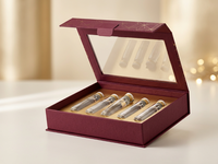 Boîte personnalisée de luxe en papier gaufré avec fenêtre et dorure à chaud pour compléments alimentaires, capsules de vitamines, emballage bien-être pour les fêtes
