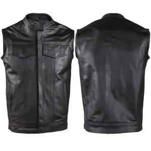 Men's Classic Cowhide <b>Leather</b> Motorcycle <b>Biker</b> <b>Vest</b> Vintage Cruiser <b>Vest</b> Club Riding <b>Vest</b> Black 100% Genuine <b>Leather</b> - Product Image 2