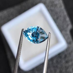 พลอยรูปไข่โทแพซสีฟ้าธรรมชาติ100% 3มม. สำหรับตกแต่งบ้าน - Product Image 4