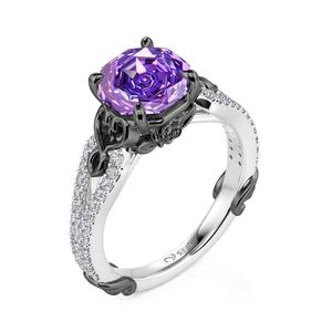 แหวนพลอยสีม่วงเจียระไนรูปดอกกุหลาบสองสีแบบอินฟินิตี้จาก Jeulia - Product Image 3
