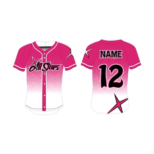 Camiseta de béisbol de sublimación con botones de impresión personalizada de gran tamaño de alta calidad, uniforme de porristas - Product Image 5