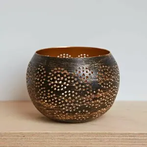 Porte-bougie en métal noir et or - Product Image 6