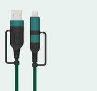 Cable de Datos 4 en 1 de 60W de Tendencia, 2*Tipo-C USB-A, Carga Súper Rápida para Teléfono, Computadora, Auriculares IOS, Escáner de Código de Barras e Impresora
