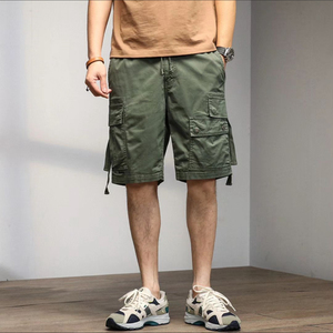 Superbe qualité 100% coton Short de sport taille moyenne pour homme Logo personnalisé OEM Board Pattern Drawstring Cargo Shorts - Product Image 5