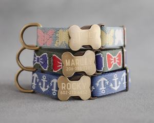 Custom Engraved Webbing Dog Collar Tribal Pattern for Boys & Girls 1 Width - Product Image 1