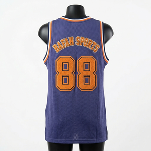 Camiseta de baloncesto para mujer, poliéster de alta calidad, tela de malla transpirable, color morado, sin mangas, logotipo sublimado personalizado, algodón - Product Image 5