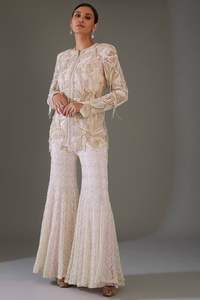 Designer indien Wear Premium Quality Faux Georgette Heavy Chine Sequence Brodé Work Top And Palazzo Set Prêt à Porter - Product Image 2