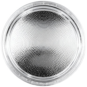 Bandeja de servicio redonda de aluminio martillado perfecta para bufés, banquetes, elegancia de comedor en casa con plato reflectante seguro para alimentos - Product Image 6