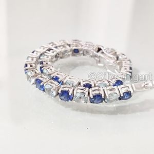 Pulsera de mujer, tanzanita natural y aguamarina, piedra preciosa, aniversario, joyería hecha a mano de Navidad, pulsera de plata de ley 925 - Product Image 5