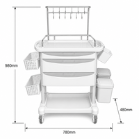 Chariot médical moderne pour hôpital, chariot de soins infirmiers en ABS, 3 tiroirs, étagère utilitaire en plastique durable avec verrou pour atelier et supermarché