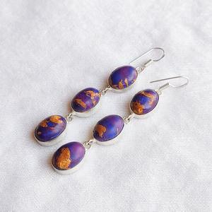 Pendientes de Piedras Multicolores Turquesa y Cobre, Pendientes Colgantes de Plata 925 con Piedras Preciosas, Joyería Boho Hecha a Mano, Regalo para Ella - Product Image 4