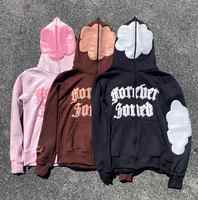 Alta calidad Super suave y grueso algodón polar de gran tamaño Baggy Spider Essentials cara completa Zip Up Puff Print Hoodie